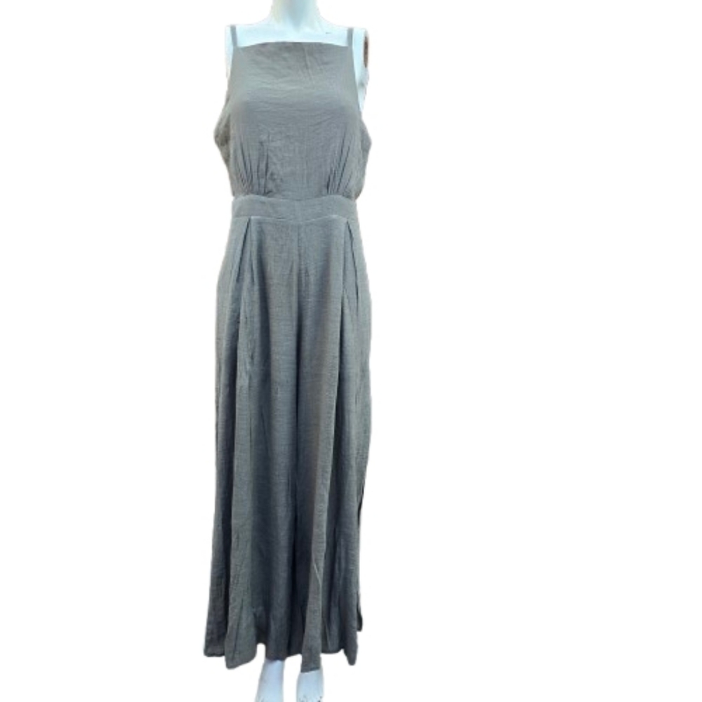 Wishlist Apparel Women's Olive Palazzo Jumpsuit Wide Leg Pants Sz L